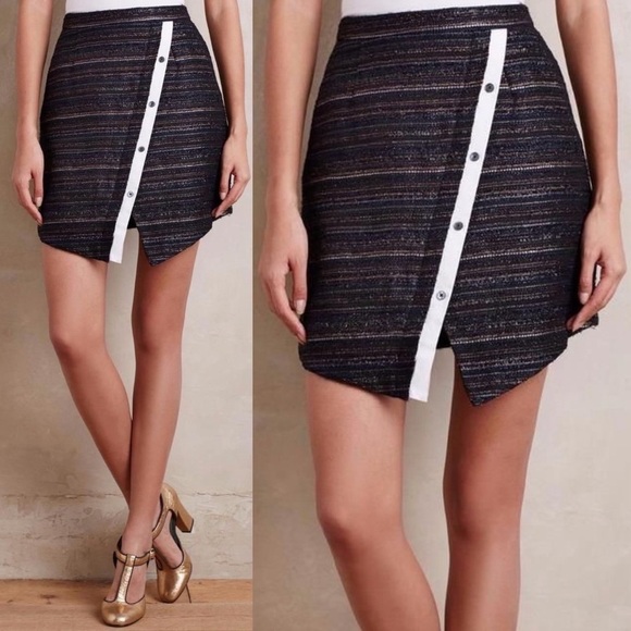 Anthropologie Dresses & Skirts - ANTHROPOLOGIE GREENWICH & MEWS SKEWED JACQUARD SKIRT SZ 0 Petite